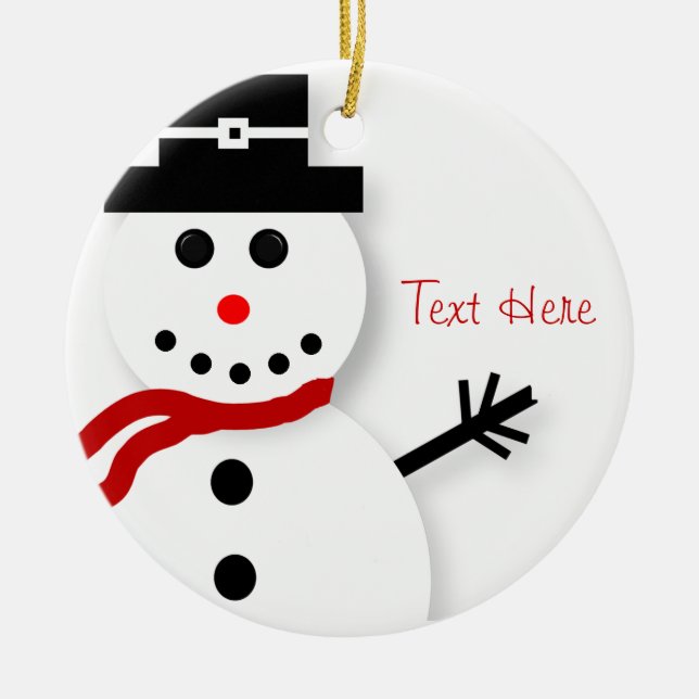 Personalisierte Snowman-Weihnachtsverzierungen Keramikornament (Vorne)