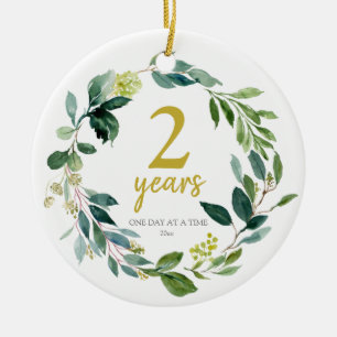 Personalisierte Sobriety 2-Jubiläumsgeschenk Keramik Ornament
