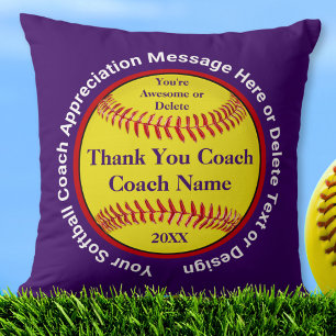 Personalisierte Softball-Coach-Geschenke Lila, jed Kissen