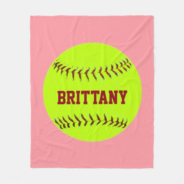 Personalisierte Softball-Fleece-Decke Fleecedecke (Vorderseite)