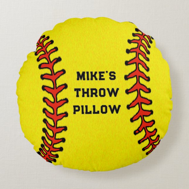 Personalisierte Softball-Geschenke runden Kissen (Vorderseite)