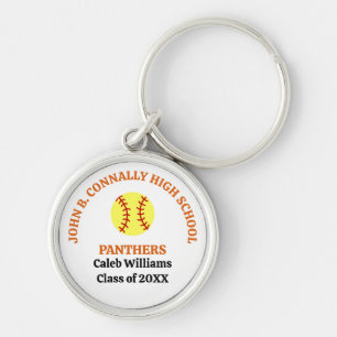 Personalisierte Softballspielerin der Orange High Schlüsselanhänger