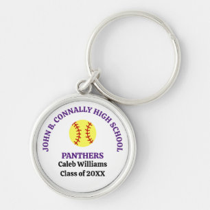 Personalisierte Softballspielerin der Purple High Schlüsselanhänger