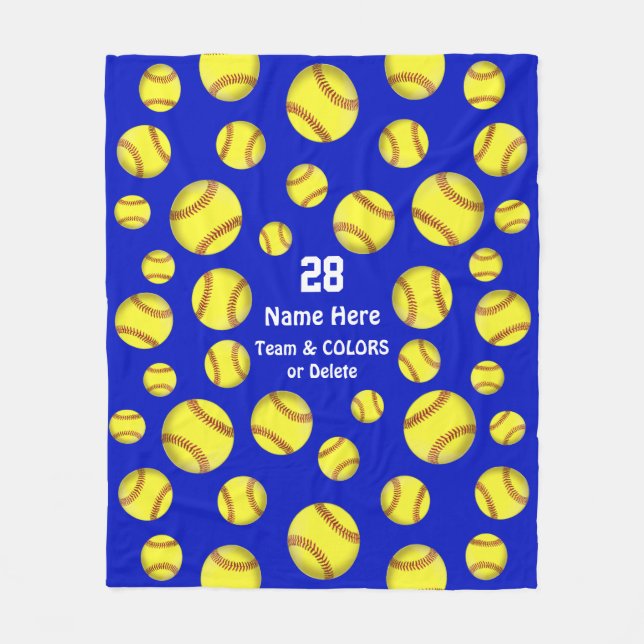 Personalisierte Softballthrow-Decke, Text, Farben Fleecedecke (Vorderseite)