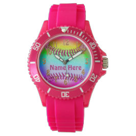 Personalisierte Softballuhren für Mädchen und Frau Armbanduhr