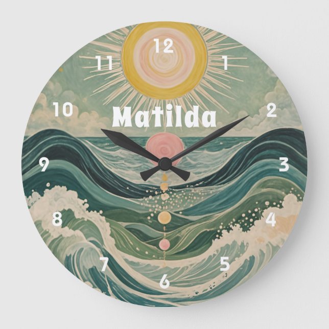 Personalisierte Solarwelle Große Wanduhr (Vorderseite)