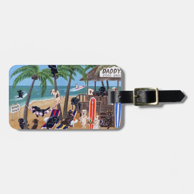 Personalisierte Sommer-Ferien Labradors Gepäckanhänger (Vorderseite horizontal)