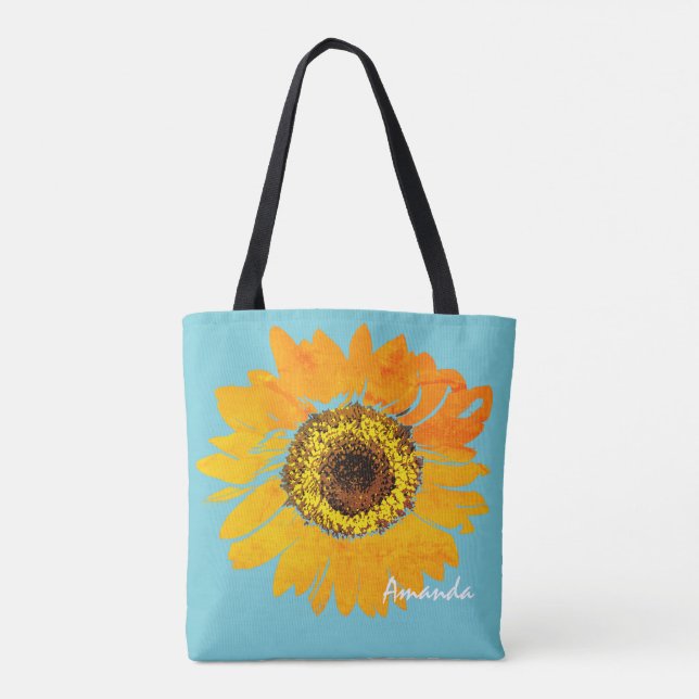 Personalisierte Sonnenblume-Druck-Tasche Tasche (Rückseite)