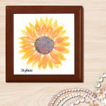 Personalisierte Sonnenblume Erinnerungskiste<br><div class="desc">Diese hübsche Geschenkboxen ist mit einer wasserfarbenen gelben Sonnenblume dekoriert. Einfach anpassbar. Macht ein einzigartiges Geschenk. Original Wasserfarbe © Michele Davies.</div>