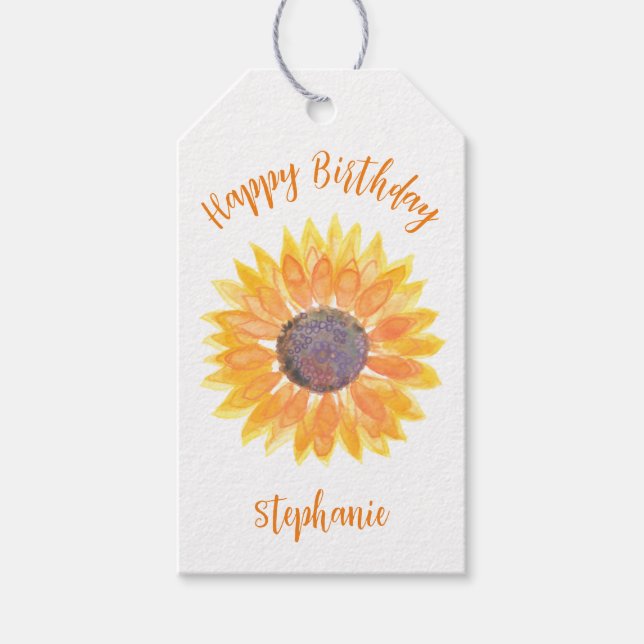 Personalisierte Sonnenblume Geburtstag Geschenkanhänger (Vorderseite)