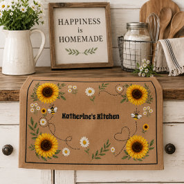 Personalisierte Sonnenblume Geschirrtuch
