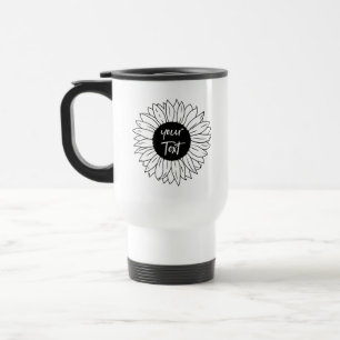 Personalisierte Sonnenblume Kontur Reisebecher