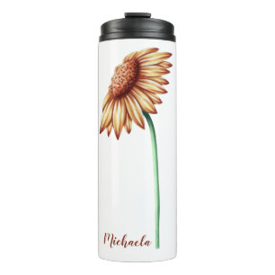 Personalisierte Sonnenblume Minimalistisch Thermosbecher
