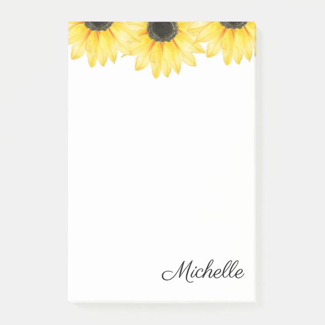 Personalisierte Sonnenblume Post-it Klebezettel (Vorderseite)