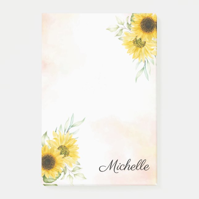Personalisierte Sonnenblume Post-it Klebezettel (Vorderseite)