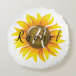 Personalisierte Sonnenblume Rundes Kissen