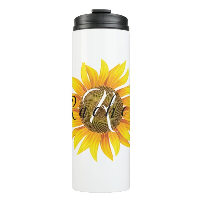 Personalisierte Sonnenblume Thermosbecher (Vorderseite)