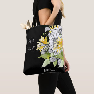 Personalisierte Sonnenblume Trinke es in Schwarz Tasche