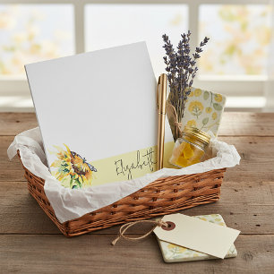 Personalisierte Sonnenblume und Schmetterling Notizblock