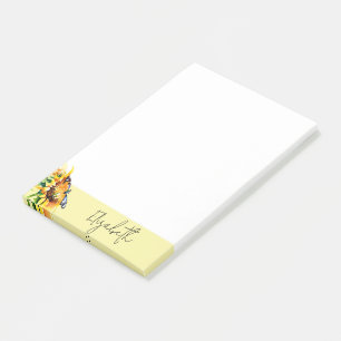 Personalisierte Sonnenblume und Schmetterling Post-it Klebezettel