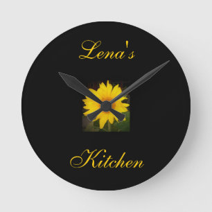 Personalisierte Sonnenblumec$uhr-lenas Küche Runde Wanduhr