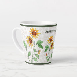 Personalisierte Sonnenblumen auf Ahorn-Blätter Milchtasse
