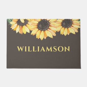 Personalisierte Sonnenblumen-Familienname Fußmatte