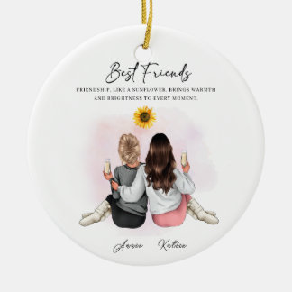 Personalisierte Sonnenblumen-Freundschaft: Heller  Keramik Ornament