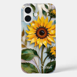 Personalisierte Sonnenblumen-Handyhülle Floral iPhone 16 Hülle