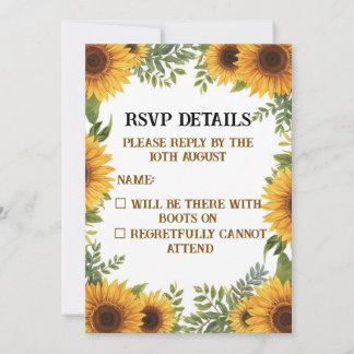 Personalisierte Sonnenblumen-Hochzeits-RSVP-Karte Einladung