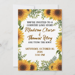 Personalisierte Sonnenblumen-Hochzeitseinladung Einladung