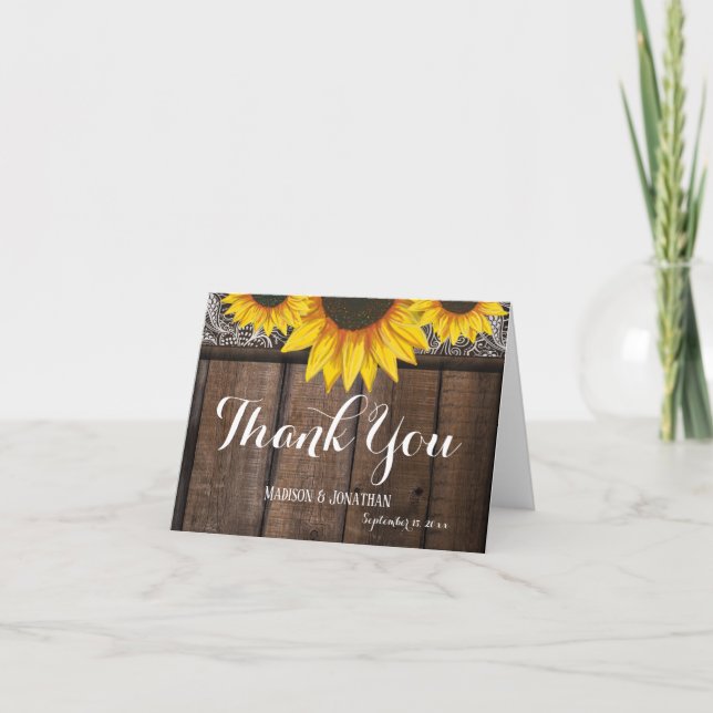 Personalisierte Sonnenblumen Hochzeitskarte Dankeskarte (Vorderseite)