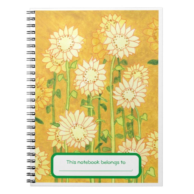 Personalisierte Sonnenblumen in Aquarelländern Notizblock (Vorderseite)