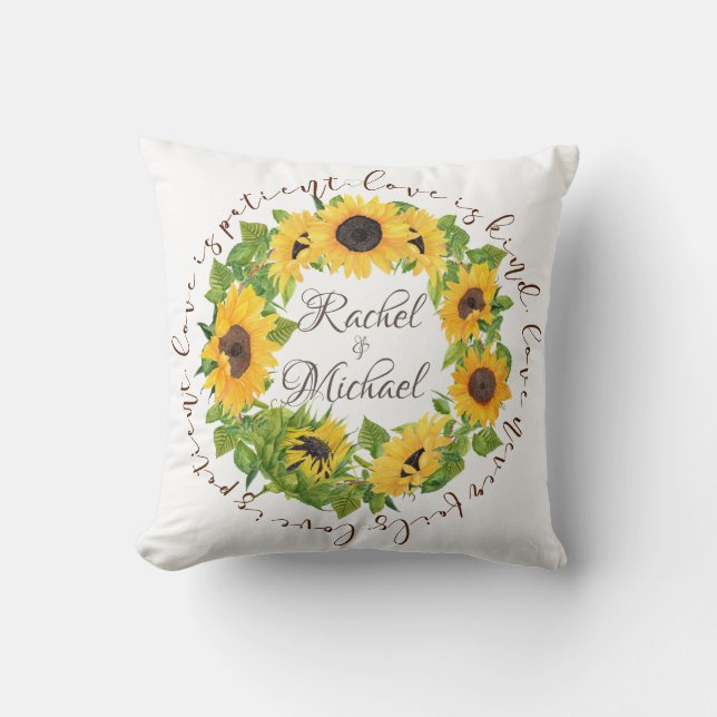 Personalisierte Sonnenblumen mit Circle Liebe Zita Kissen (Vorderseite)