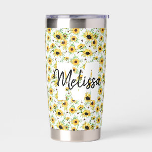 Personalisierte Sonnenblumen mit Monogramm Thermobecher