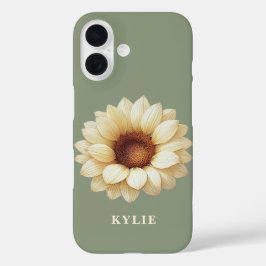 Personalisierte Sonnenblumen-Name-Sage-Grün-Handyh iPhone 16 Hülle