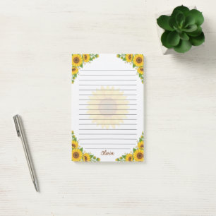 Personalisierte Sonnenblumen Notizen mit Blumenmus