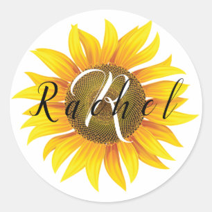 Personalisierte Sonnenblumen-Postkarte Runder Aufkleber