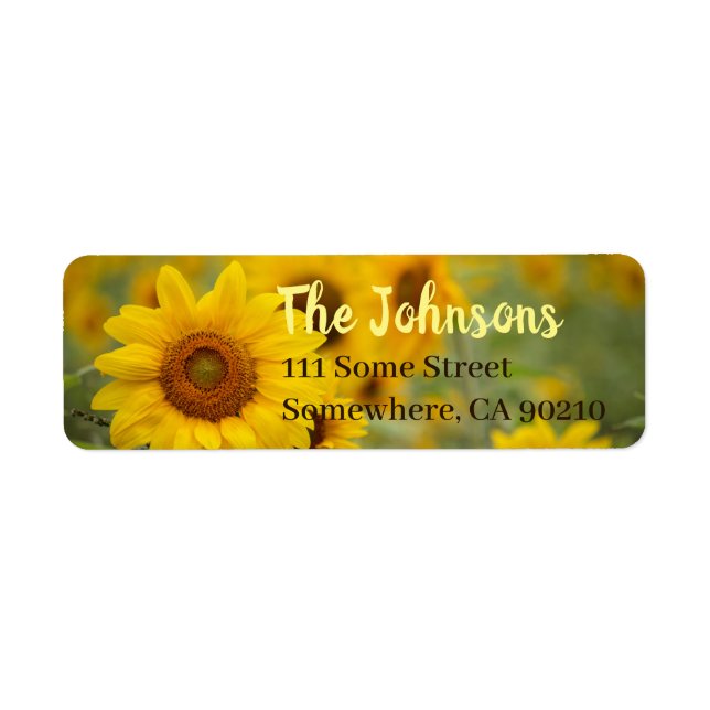 Personalisierte Sonnenblumen-Rücksendeadressen-Auf (Vorne)