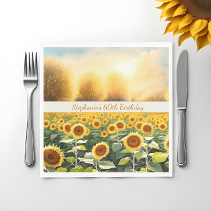 Personalisierte Sonnenblumen-Servietten - Rustikal Serviette