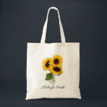 Personalisierte Sonnenblumen Tragetasche<br><div class="desc">Personalisierte Vase aus Sonnenblumen Tote Tasche</div>