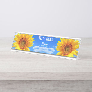 Personalisierte Sonnenblumen und Bees Desk Name Pl Schreibtischnamensplakette