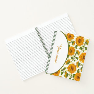 Personalisierte Sonnenblumen und Text Notizbuch