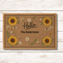 Personalisierte Sonnenblumen-Willkommensmatte