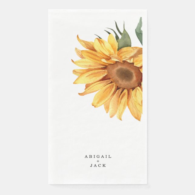 Personalisierte Sonnenblumenhochzeit Serviette (Vorderseite)