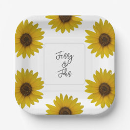 Personalisierte Sonnenblumenpapierplatte Pappteller