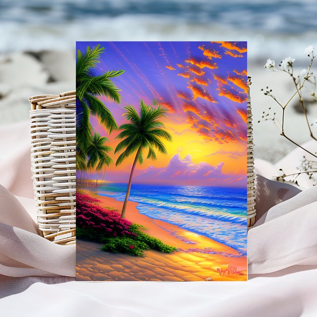 Personalisierte Sonnenuntergang Tropical Birthday  Karte (Von Creator hochgeladen)