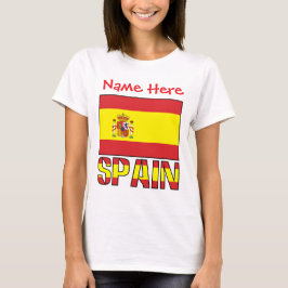 Personalisierte Spanien-Flagge-Erbe-Frauen- T-Shirt