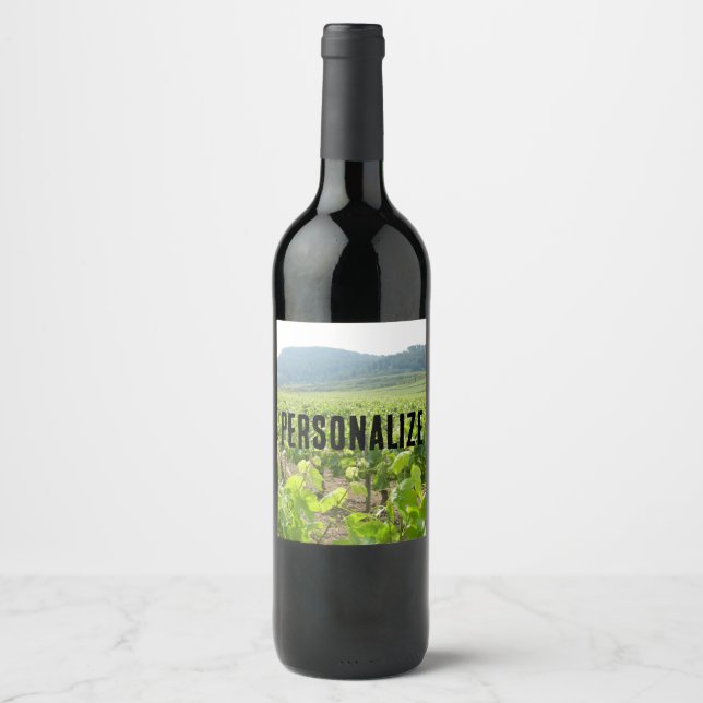 Personalisierte Spanische Rolling Hills und Weinbe Weinetikett (Vorderseite)