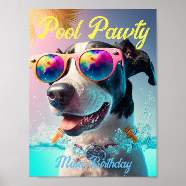 Personalisierte Special Pool Pawty für Ihr Dog-Par Poster (Vorne)